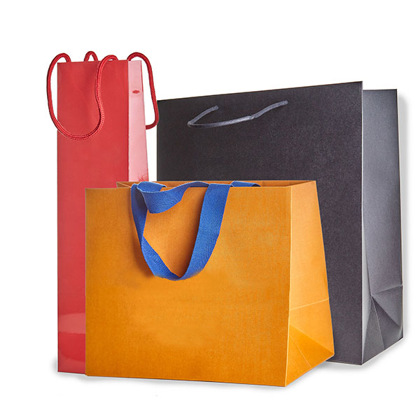 Colourful paper bags.